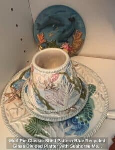 Mud-Pie-Classic-Shell-Pattern-Blue-Recycled-Glass-Divided-Platter-with-Seahorse-Metal-Handles-second-image