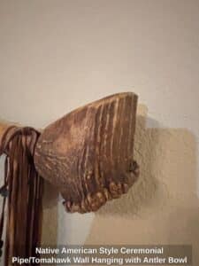 Native-American-Style-Ceremonial-Pipe-or-Tomahawk-Wall-Hanging-with-Antler-Bowl-second-image