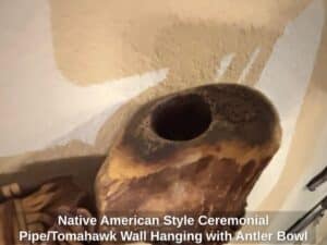 Native-American-Style-Ceremonial-Pipe-or-Tomahawk-Wall-Hanging-with-Antler-Bowl-third-image