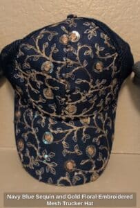 Navy-Blue-Sequin-and-Gold-Floral-Embroidered-Mesh-Trucker-Hat