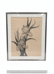 Original-Charcoal-Drawing-of-Irises