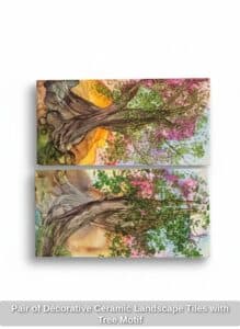 Pair-of-Decorative-Ceramic-Landscape-Tiles-with-Tree-Motif