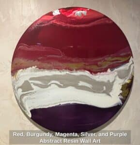 Red-Burgundy-Magenta-Silver-and-Purple-Abstract-Resin-Wall-Art