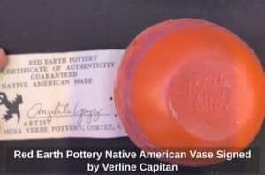 Red-Earth-Pottery-Native-American-Vase-Signed-by-Verline-Capitan-second-image