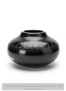 San-Ildefonso-Black-on-Black-Pottery-Jar-with-Feather-Motif