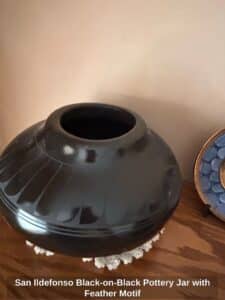 San-Ildefonso-Black-on-Black-Pottery-Jar-with-Feather-Motif-second-image