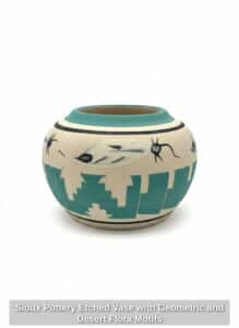 Sioux-Pottery-Etched-Vase-with-Geometric-and-Desert-Flora-Motifs-second-image