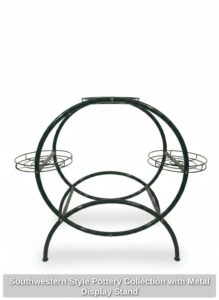 Southwestern-Style-Pottery-Collection-with-Metal-Display-Stand-second-image
