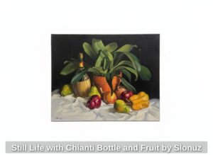 Still-Life-with-Chianti-Bottle-and-Fruit-by-Slonuz