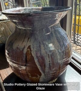 Studio-Pottery-Glazed-Stoneware-Vase-with-Drip-Glaze-fourth-image
