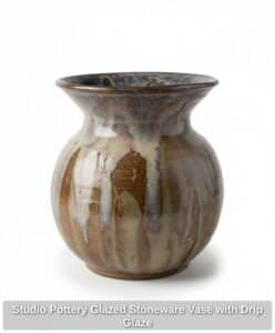 Studio-Pottery-Glazed-Stoneware-Vase-with-Drip-Glaze-second-image