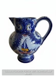 Talavera-Ceramic-Pitcher-with-Acanthus-Leaf-Motifs