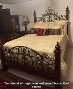 Traditional-Wrought-Iron-and-Wood-Poster-Bed-Frame