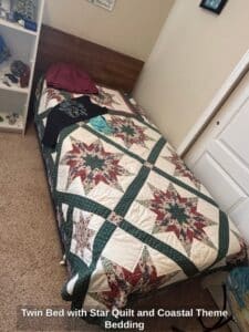 Twin-Bed-with-Star-Quilt-and-Coastal-Theme-Bedding