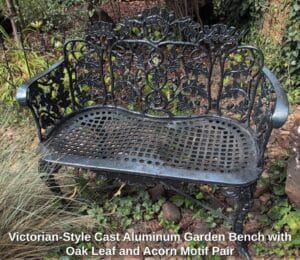 Victorian-Style-Cast-Aluminum-Garden-Bench-with-Oak-Leaf-and-Acorn-Motif-Pair