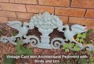 Vintage-Cast-Iron-Architectural-Pediment-with-Birds-and-Urn