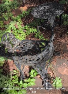 Vintage-Cast-Iron-Grape-and-Leaf-Pattern-Garden-Set