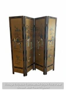 Vintage-Chinese-Coromandel-Style-Four-Panel-Screen-with-Court-Figures
