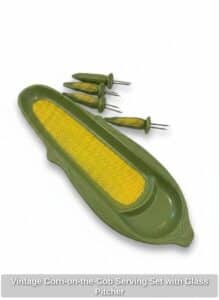 Vintage-Corn-on-the-Cob-Serving-Set-with-Glass-Pitcher