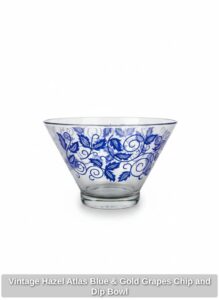 Vintage-Hazel-Atlas-Blue-Gold-Grapes-Chip-and-Dip-Bowl