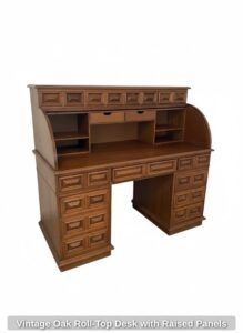Vintage-Oak-Roll-Top-Desk-with-Raised-Panels