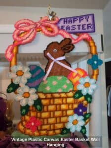 Vintage-Plastic-Canvas-Easter-Basket-Wall-Hanging