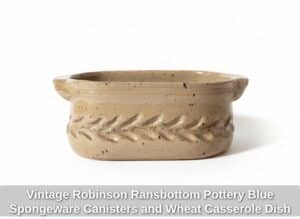 Vintage-Robinson-Ransbottom-Pottery-Blue-Spongeware-Canisters-and-Wheat-Casserole-Dish-third-image
