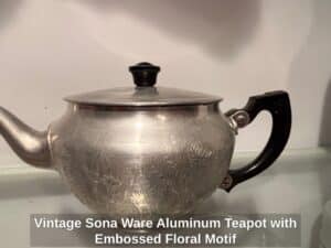 Vintage-Sona-Ware-Aluminum-Teapot-with-Embossed-Floral-Motif