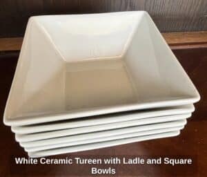 White-Ceramic-Tureen-with-Ladle-and-Square-Bowls-third-image