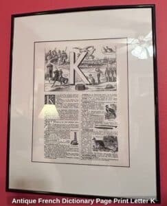 Antique-French-Dictionary-Page-Print-Letter-K