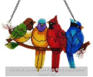 Cardinal-Lantern-and-Four-Bird-Suncatcher-Decor-Set