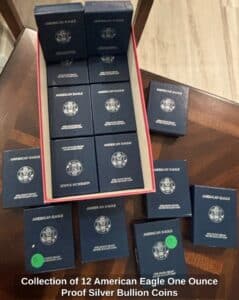 Collection-of-American-Eagle-One-Ounce-Proof-Silver-Bullion-Coins