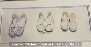 Framed-Watercolor-Print-of-Baby-Shoes