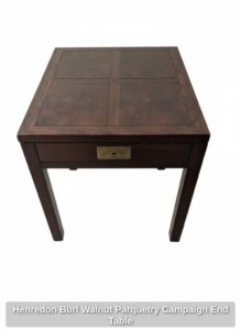 Henredon-Burl-Walnut-Parquetry-Campaign-End-Table