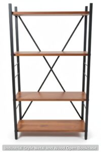 Industrial-Style-Metal-and-Wood-Open-Bookcase