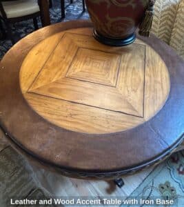 Leather-and-Wood-Accent-Table-with-Iron-Base-second-image