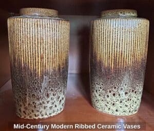 Mid-Century-Modern-Ribbed-Ceramic-Vases