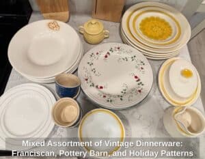 Mixed-Assortment-of-Vintage-Dinnerware-Franciscan-Pottery-Barn-and-Holiday-Patterns