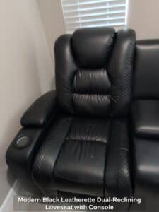 Modern-Black-Leatherette-Dual-Reclining-Loveseat-with-Console-third-image