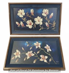 Pair-of-Floral-Oil-Paintings-by-Beness