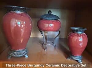 Three-Piece-Burgundy-Ceramic-Decorative-Set