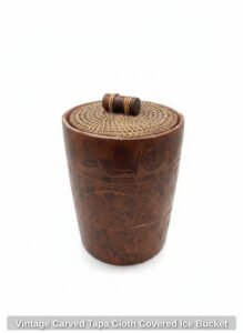 Vintage-Carved-Tapa-Cloth-Covered-Ice-Bucket-second-image