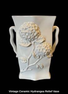 Vintage-Ceramic-Hydrangea-Relief-Vase