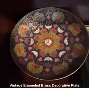 Vintage-Enameled-Brass-Decorative-Plate