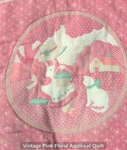 Vintage-Pink-Floral-Appliqu-Quilt