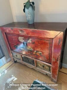Antique-Chinese-Painted-Red-Lacquer-Sideboard-or-Cabinet