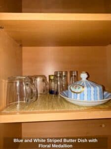 Blue-and-White-Striped-Butter-Dish-with-Floral-Medallion