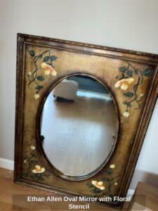Ethan-Allen-Oval-Mirror-with-Floral-Stencil