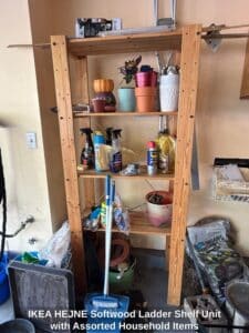 IKEA-HEJNE-Softwood-Ladder-Shelf-Unit-with-Assorted-Household-Items