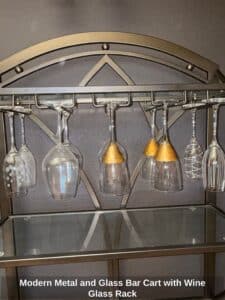 Modern-Metal-and-Glass-Bar-Cart-with-Wine-Glass-Rack